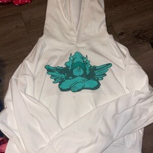 Boys Lie White and Teal Angel Hoodie